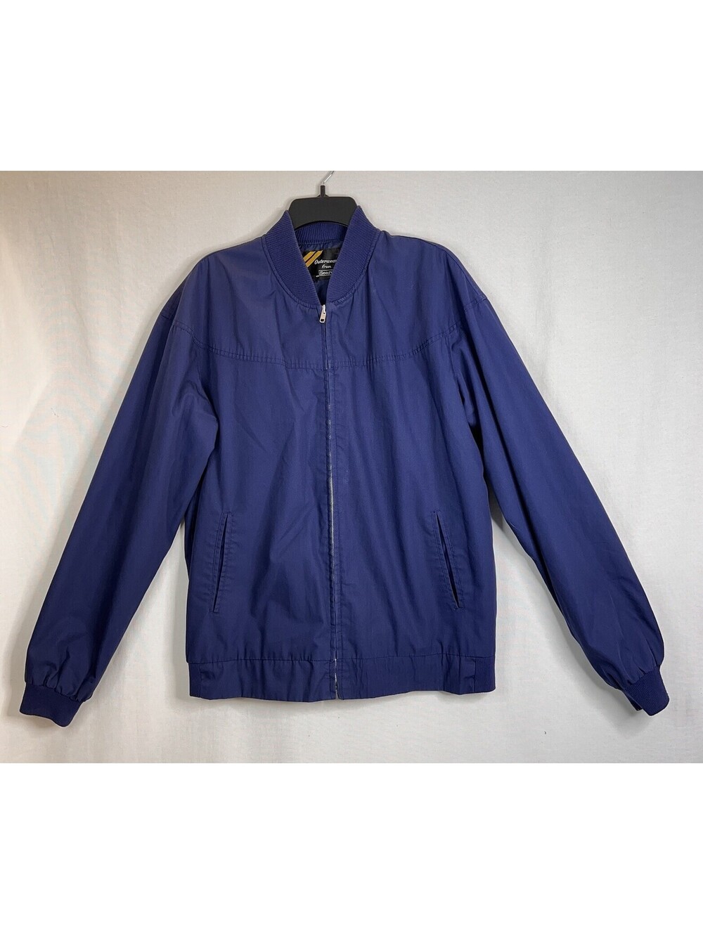 Vintage 70s 80s Sears Sportswear Nylon Navy Blue Zip Up Windbreaker Large X-Tall